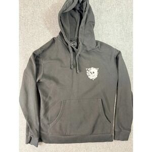 SCW Mens Hoodie Pullover Large‎ Black Skull Floral Graphic Print Hooded Kangaroo